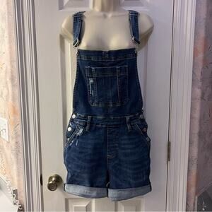JUDY BLUE | High Waist Double-Cuffed Overall Shorts Women’s Size Medium